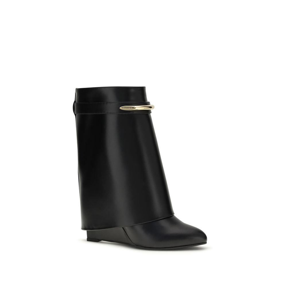 Givenchy Black Calf Leather Shark Lock Ankle Boots