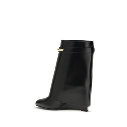 Givenchy Black Calf Leather Shark Lock Ankle Boots