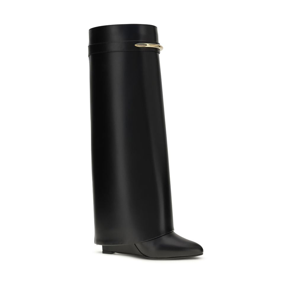 Givenchy Black Calf Leather Shark Lock Boots
