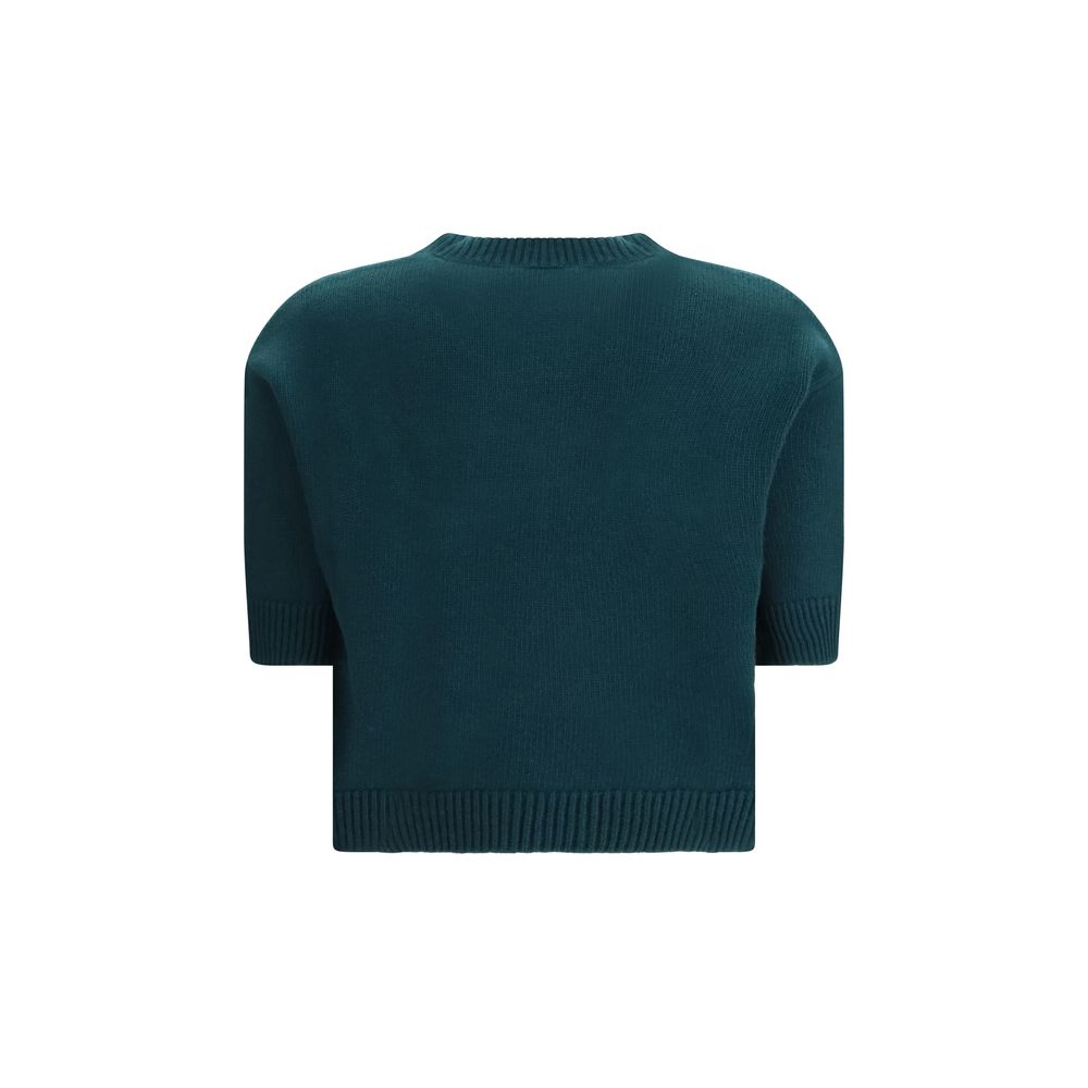 Gucci Green & Yellow 3/4 Sleeve Wool Logo Jumper