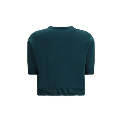 Gucci Green & Yellow 3/4 Sleeve Wool Logo Jumper