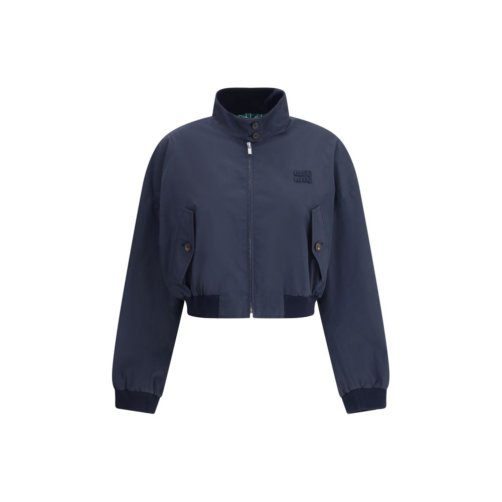 Miu Miu Blue Cotton Bomber Jacket