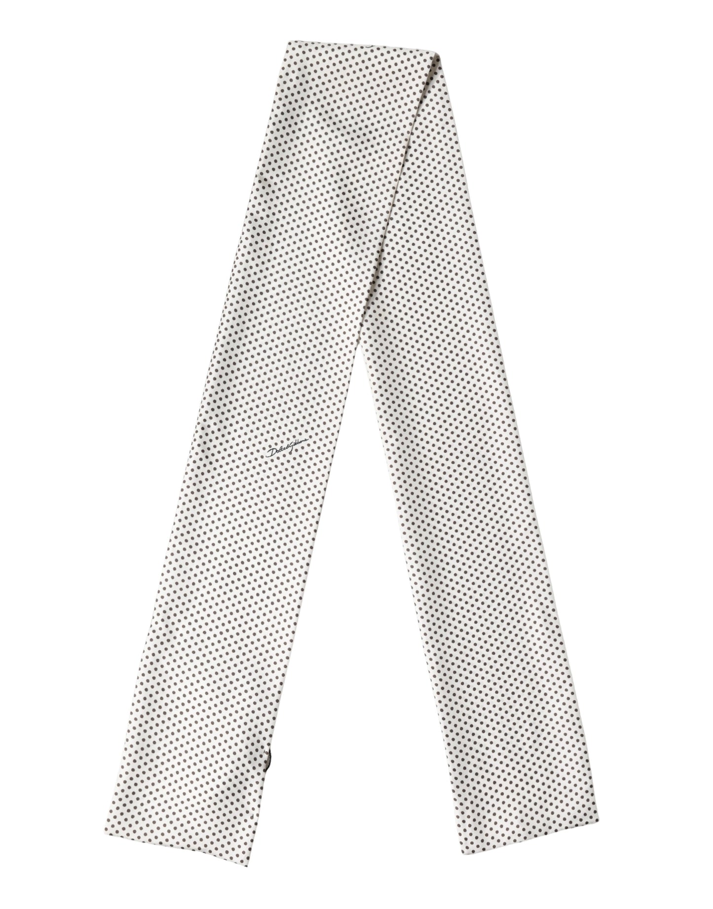 Dolce & Gabbana White Brown Polka Dot Silk Bandeau Neck Wrap