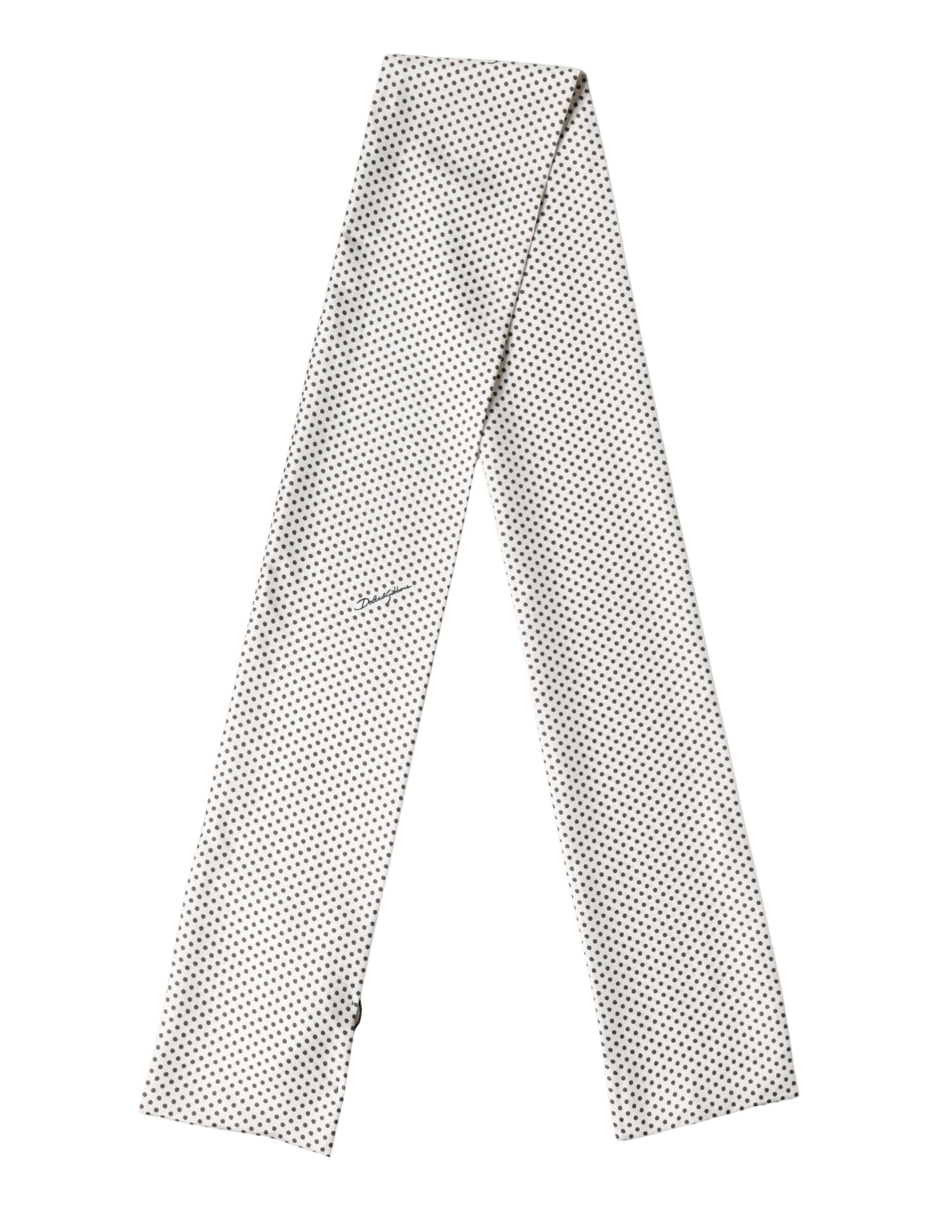 Dolce & Gabbana White Brown Polka Dot Silk Bandeau Neck Wrap