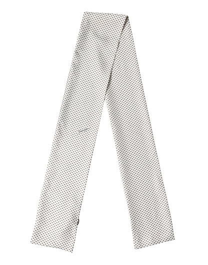 Dolce & Gabbana White Brown Polka Dot Silk Bandeau Neck Wrap