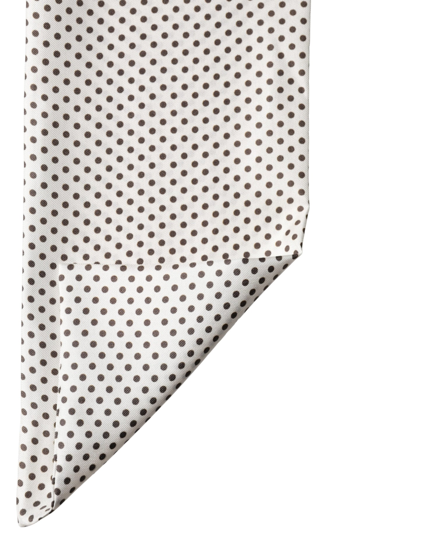 Dolce & Gabbana White Brown Polka Dot Silk Bandeau Neck Wrap