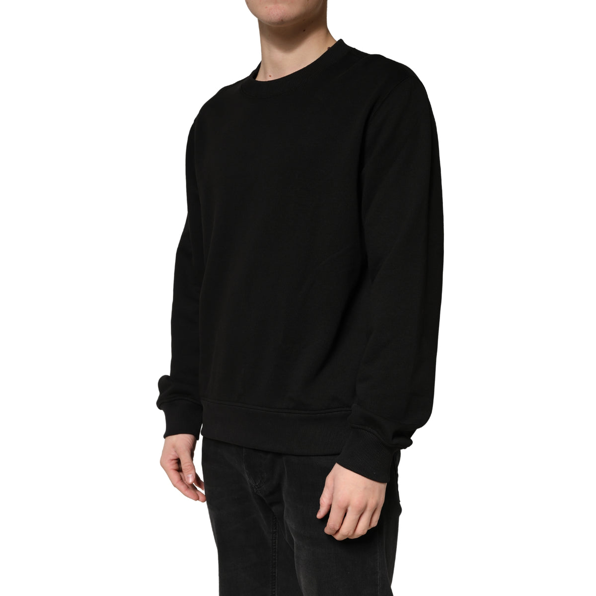 Dolce & Gabbana Black Cotton Crewneck Sweatshirt