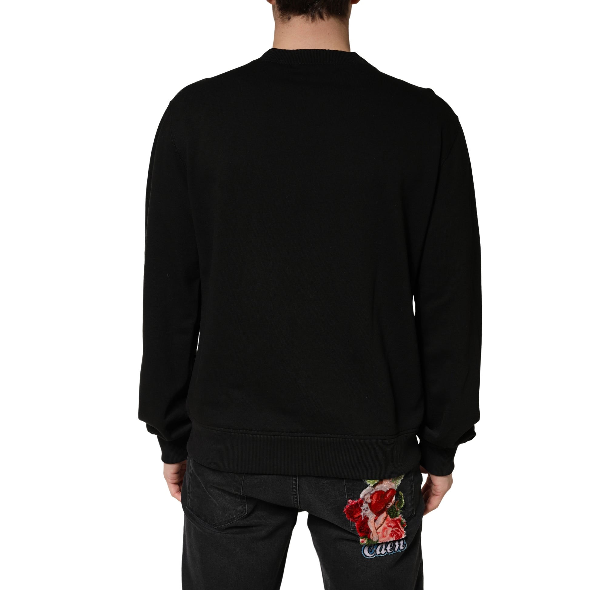 Dolce & Gabbana Black Cotton Crewneck Sweatshirt