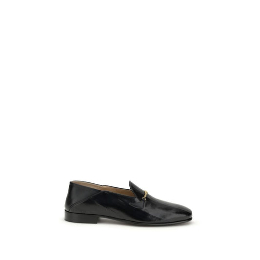 Valentino Garavani Jiggie Black Leather Gold Chain Slip-On Loafers for Men