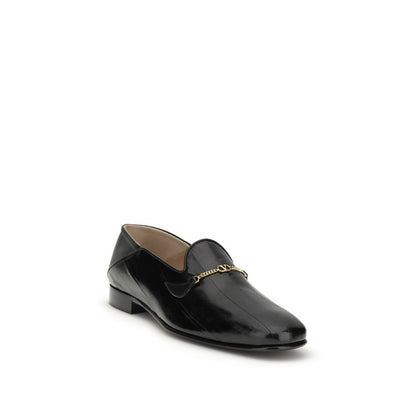 Valentino Garavani Jiggie Black Leather Gold Chain Slip-On Loafers for Men