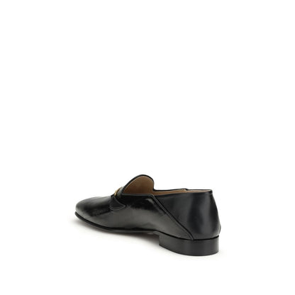 Valentino Garavani Jiggie Black Leather Gold Chain Slip-On Loafers for Men