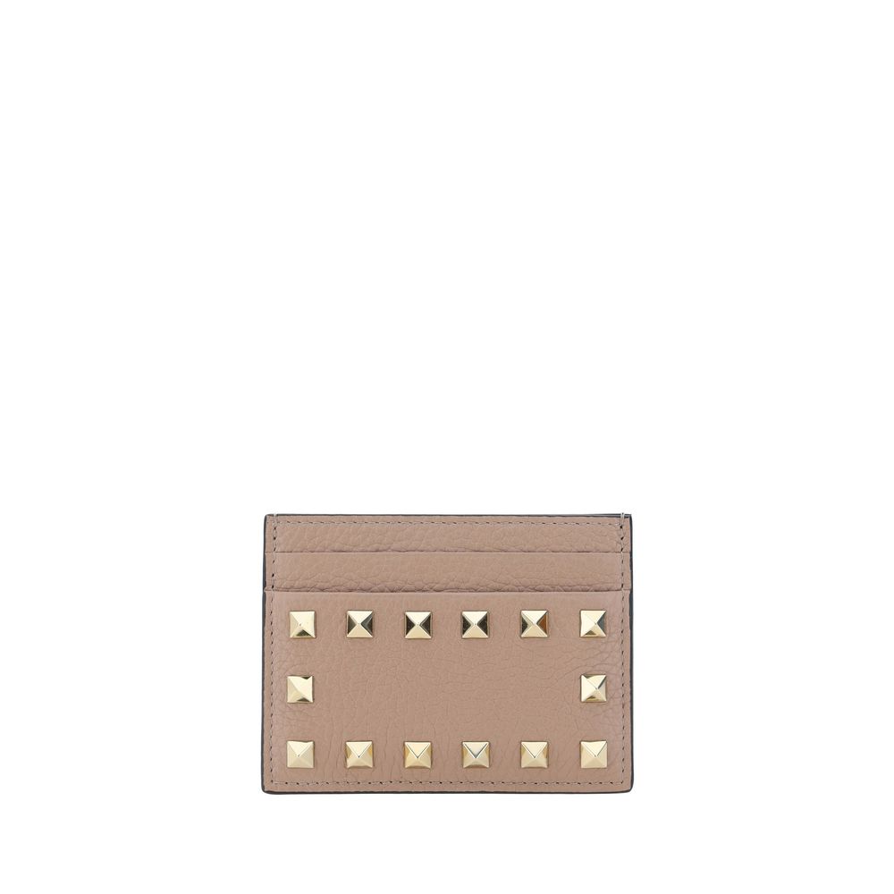 Valentino Garavani Poudre Beige Rockstud Card Holder