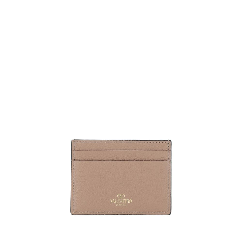 Valentino Garavani Poudre Beige Rockstud Card Holder