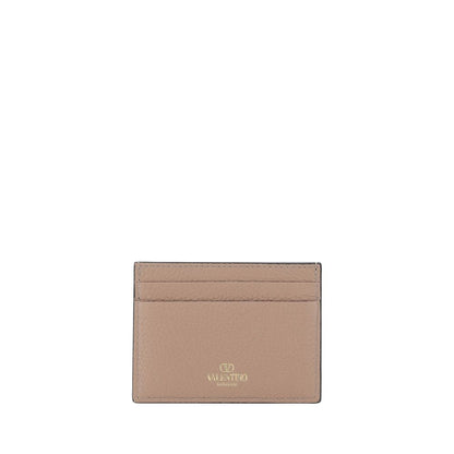 Valentino Garavani Poudre Beige Rockstud Card Holder