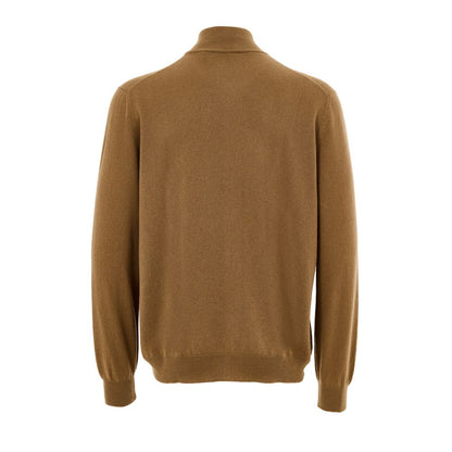Gran Sasso Brown Wool Zip-Up Cardigan Sweater