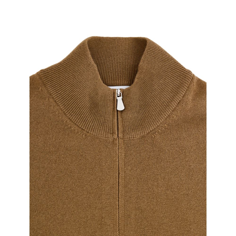 Gran Sasso Brown Wool Zip-Up Cardigan Sweater