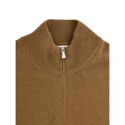 Gran Sasso Brown Wool Zip-Up Cardigan Sweater