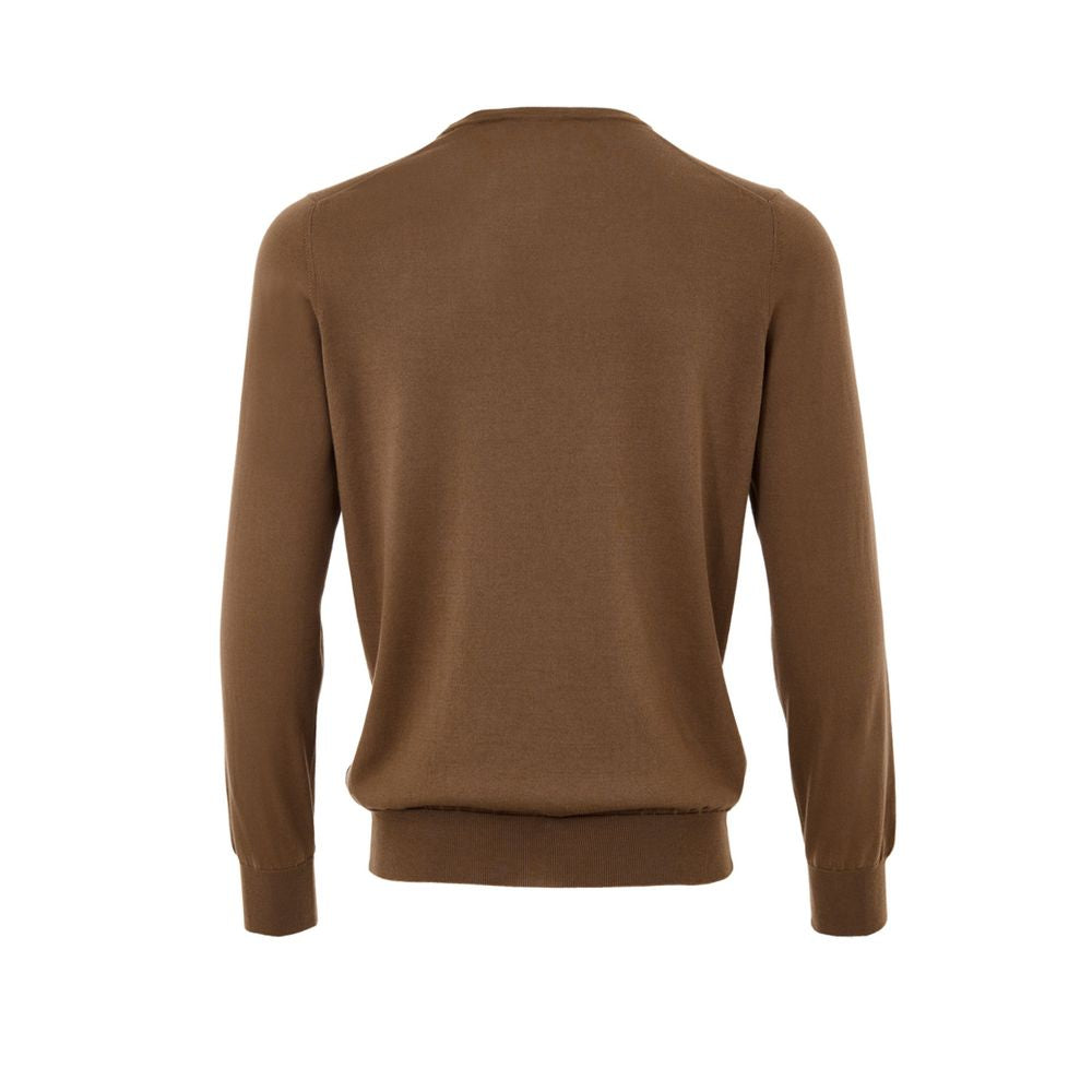 Gran Sasso Brown Silk Sweatshirt - Classic Elegance Redefined