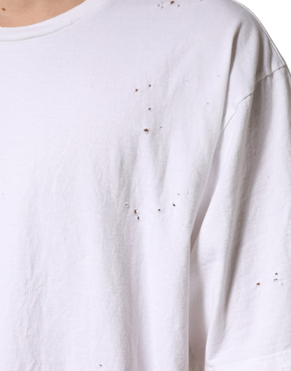 Dolce & Gabbana White Cotton Crewneck Short Sleeve T-Shirt