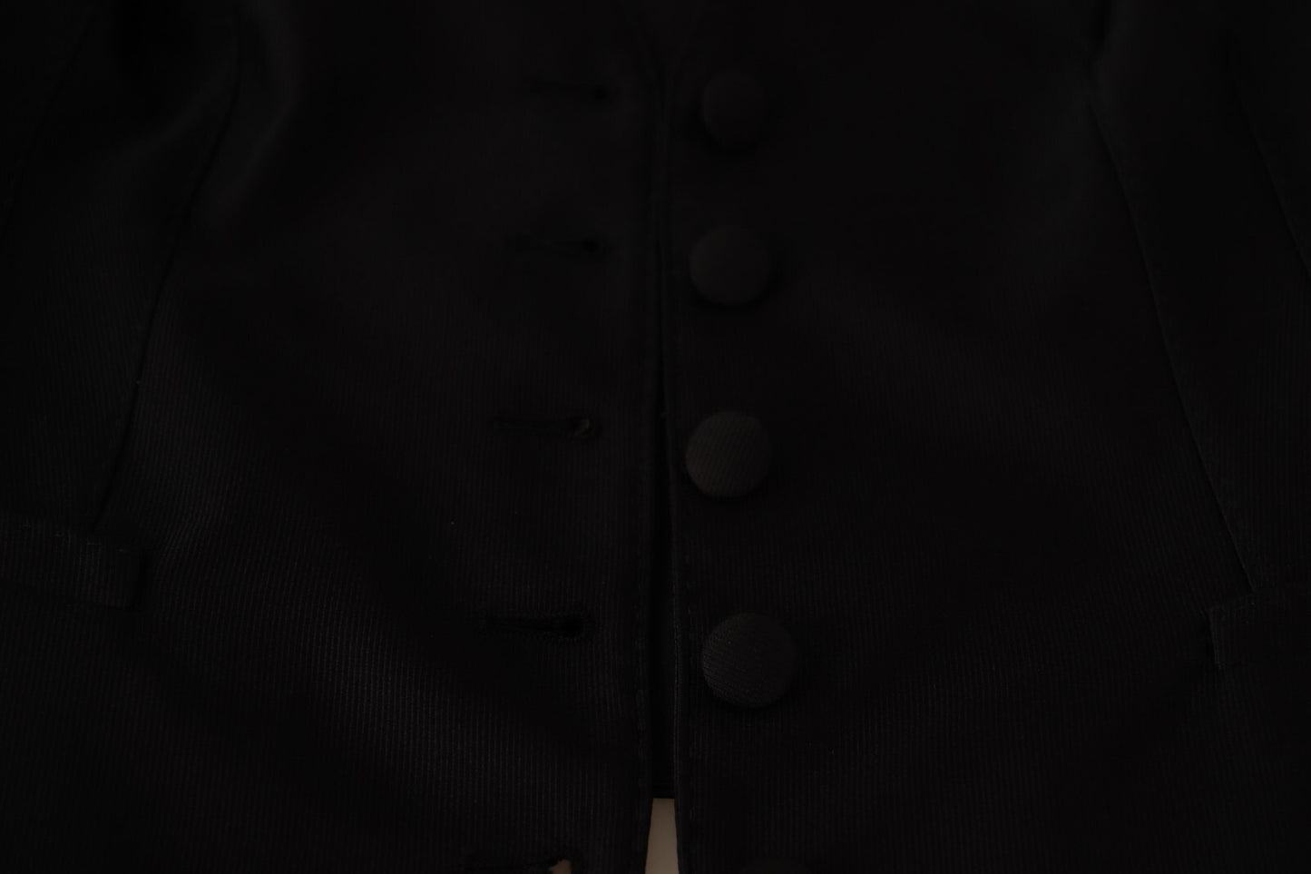 Dolce & Gabbana Solid Black Silk Sleeveless Waistcoat Vest Top