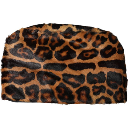 Dolce & Gabbana Brown Leopard Fur Bucket Hat for Women