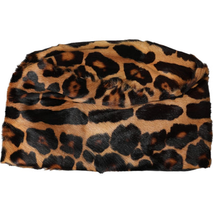 Dolce & Gabbana Brown Leopard Fur Bucket Hat for Women