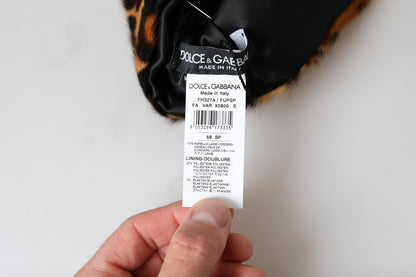 Dolce & Gabbana Brown Leopard Fur Bucket Hat for Women