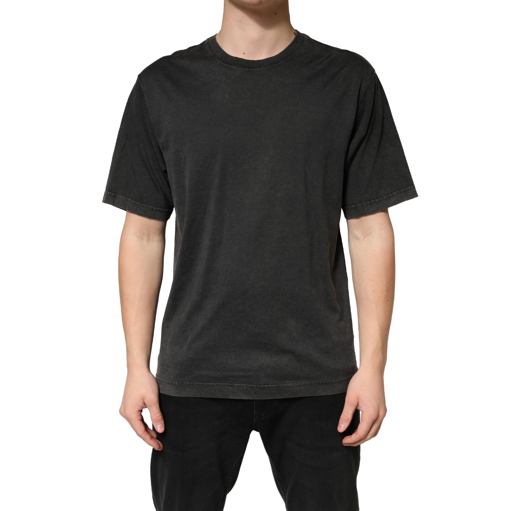 Dolce & Gabbana Black Cotton Crewneck Short Sleeve T-Shirt