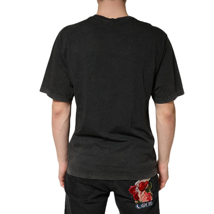 Dolce & Gabbana Black Cotton Crewneck Short Sleeve T-Shirt