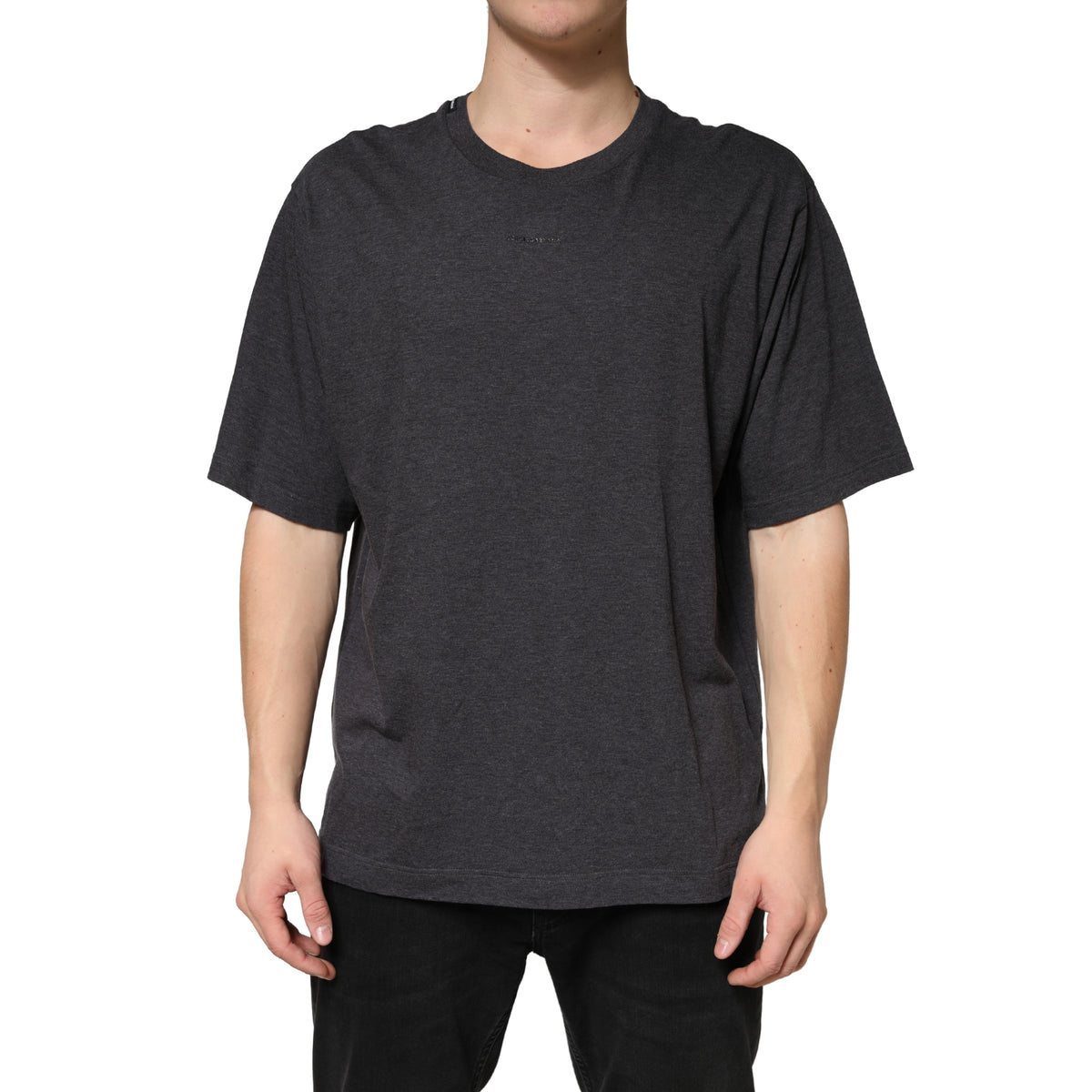 Dolce & Gabbana Dark Grey Cotton Crewneck T-Shirt