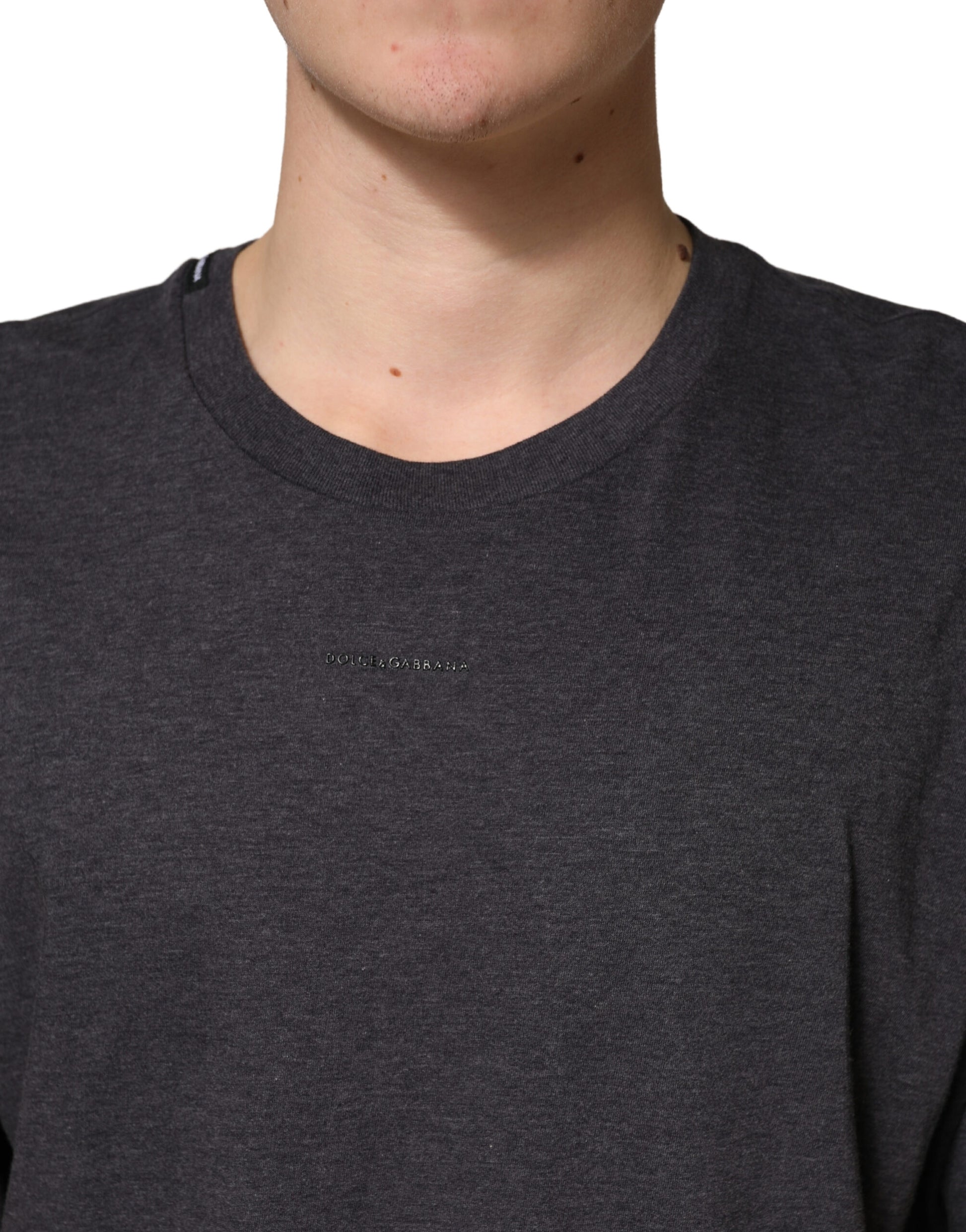 Dolce & Gabbana Dark Grey Cotton Crewneck T-Shirt