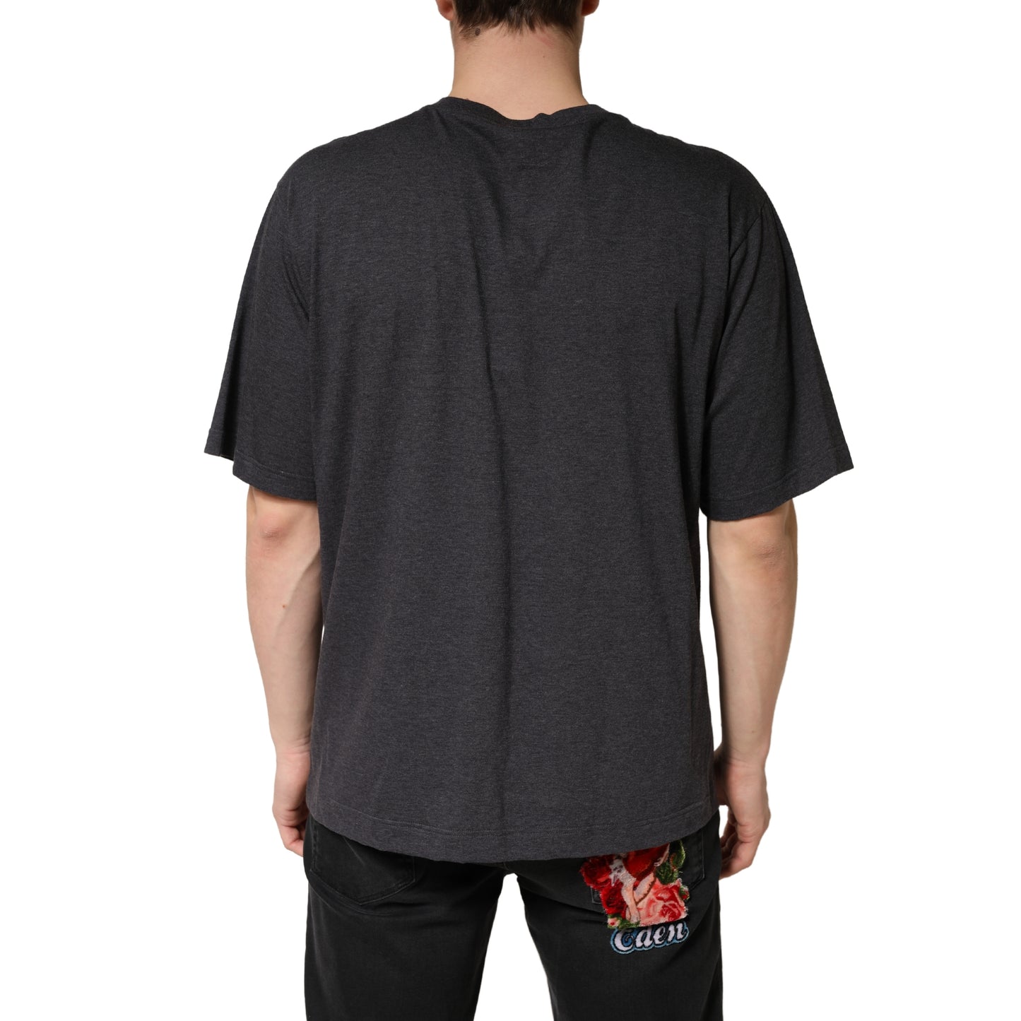 Dolce & Gabbana Dark Grey Cotton Crewneck Short Sleeve T-Shirt