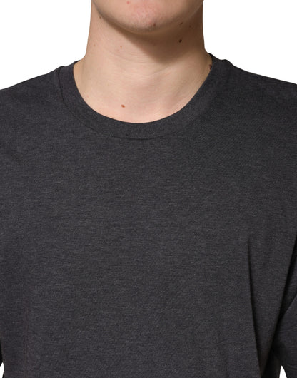Dolce & Gabbana Dark Grey Cotton Crewneck Short Sleeve T-Shirt