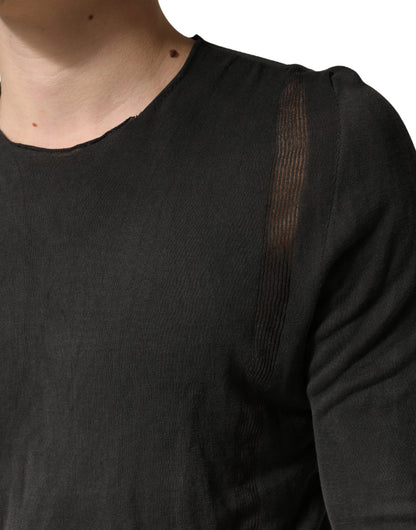 Dolce & Gabbana Dark Grey Cotton Crewneck Short Sleeve T-Shirt