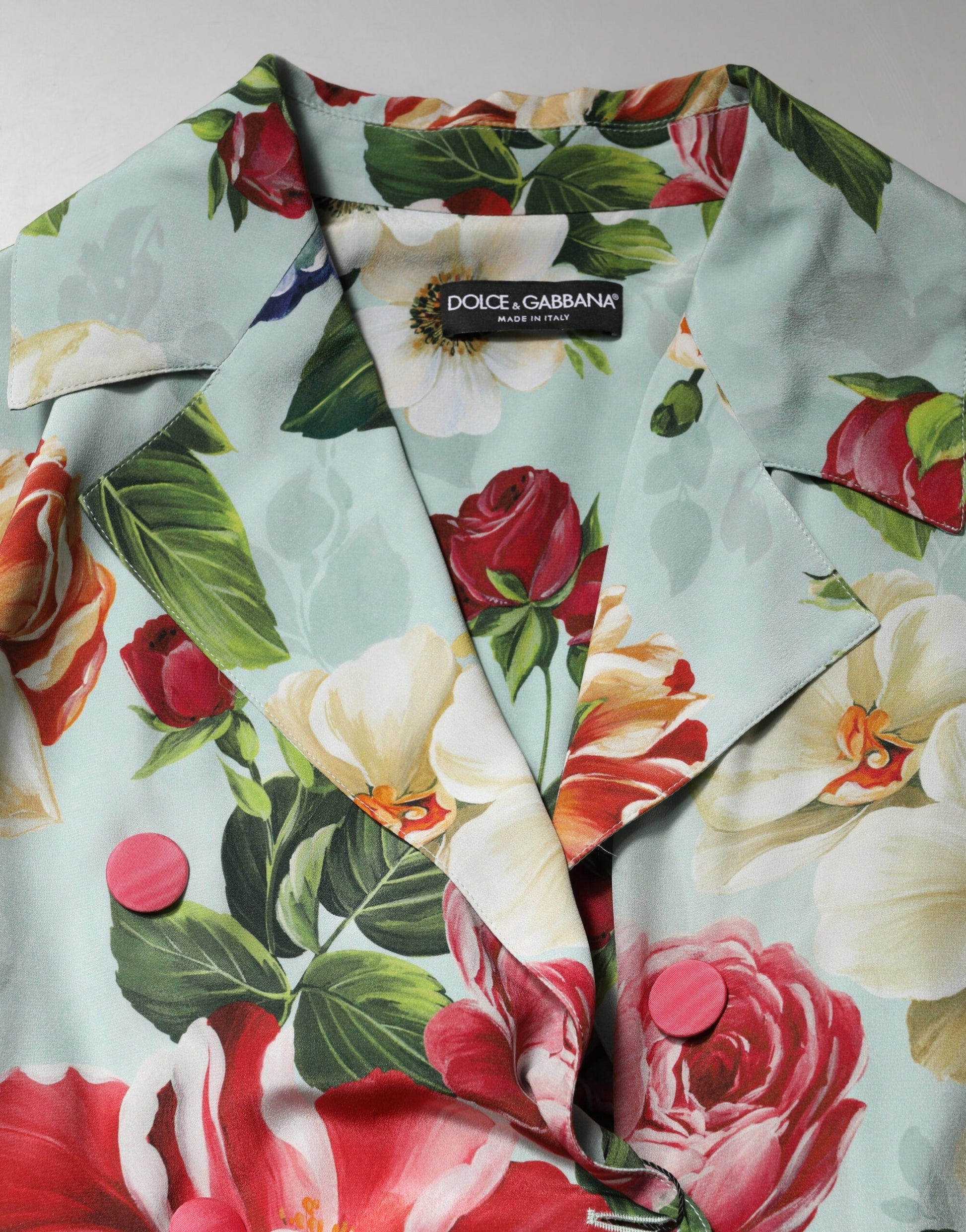 Dolce & Gabbana Green Floral Silk Wrap Midi Long Sleeve Dress