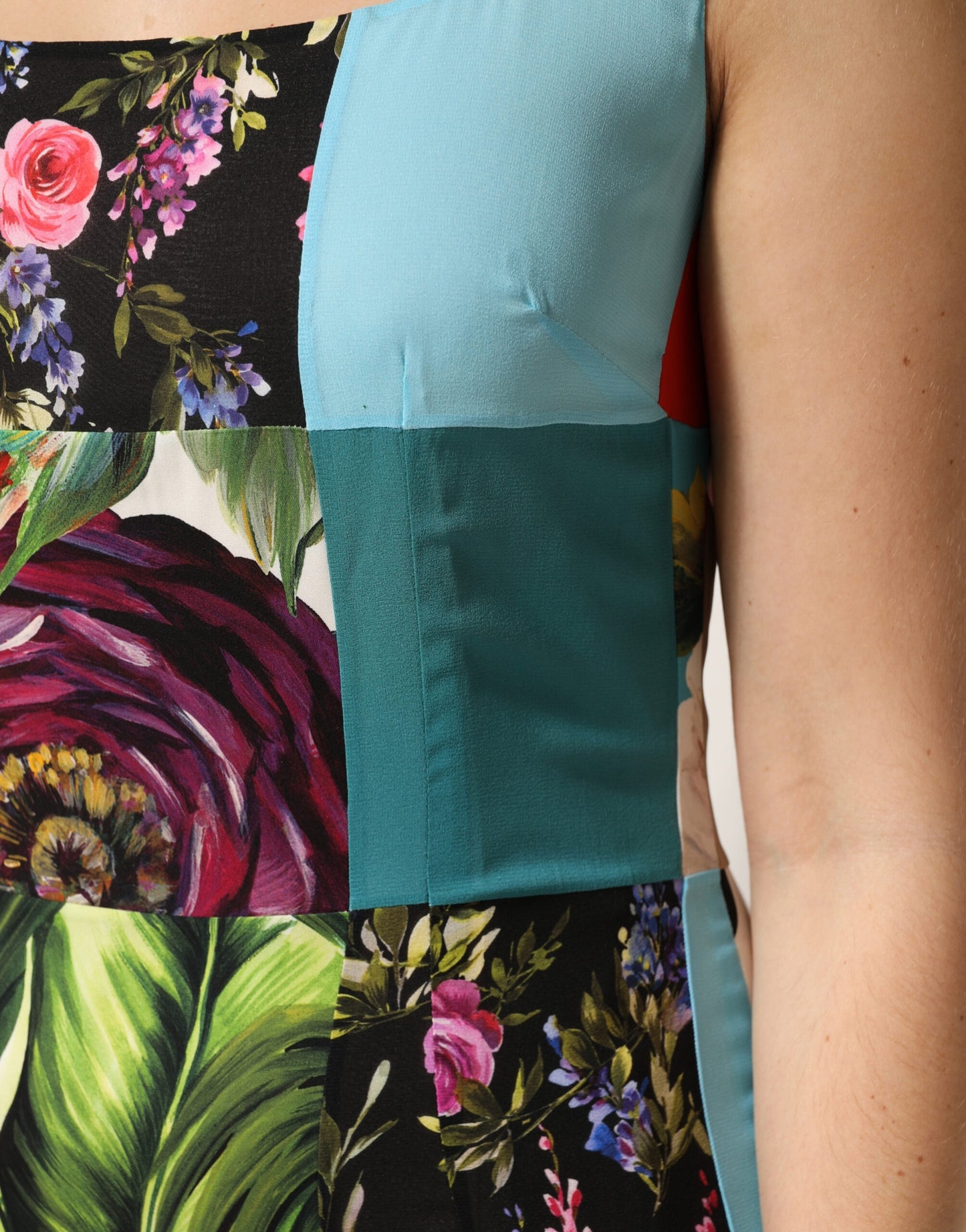Dolce & Gabbana Multicolor Patchwork Silk Sleeveless Dress