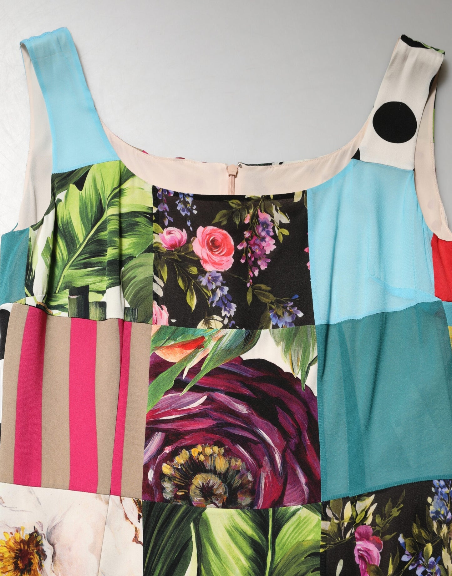Dolce & Gabbana Multicolor Patchwork Silk Sleeveless Dress