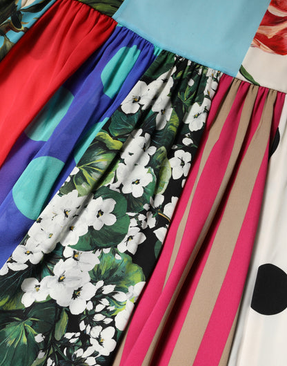 Dolce & Gabbana Multicolor Patchwork Silk Sleeveless Dress
