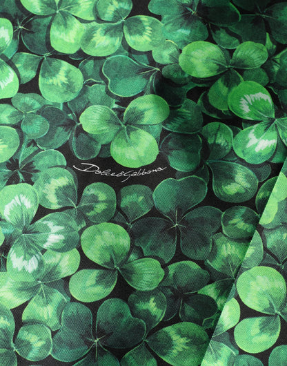 Dolce & Gabbana Green Clover Print Sleeveless A-Line Dress