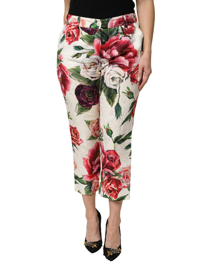 Dolce & Gabbana Multicolor Rose Floral Cropped Trousers