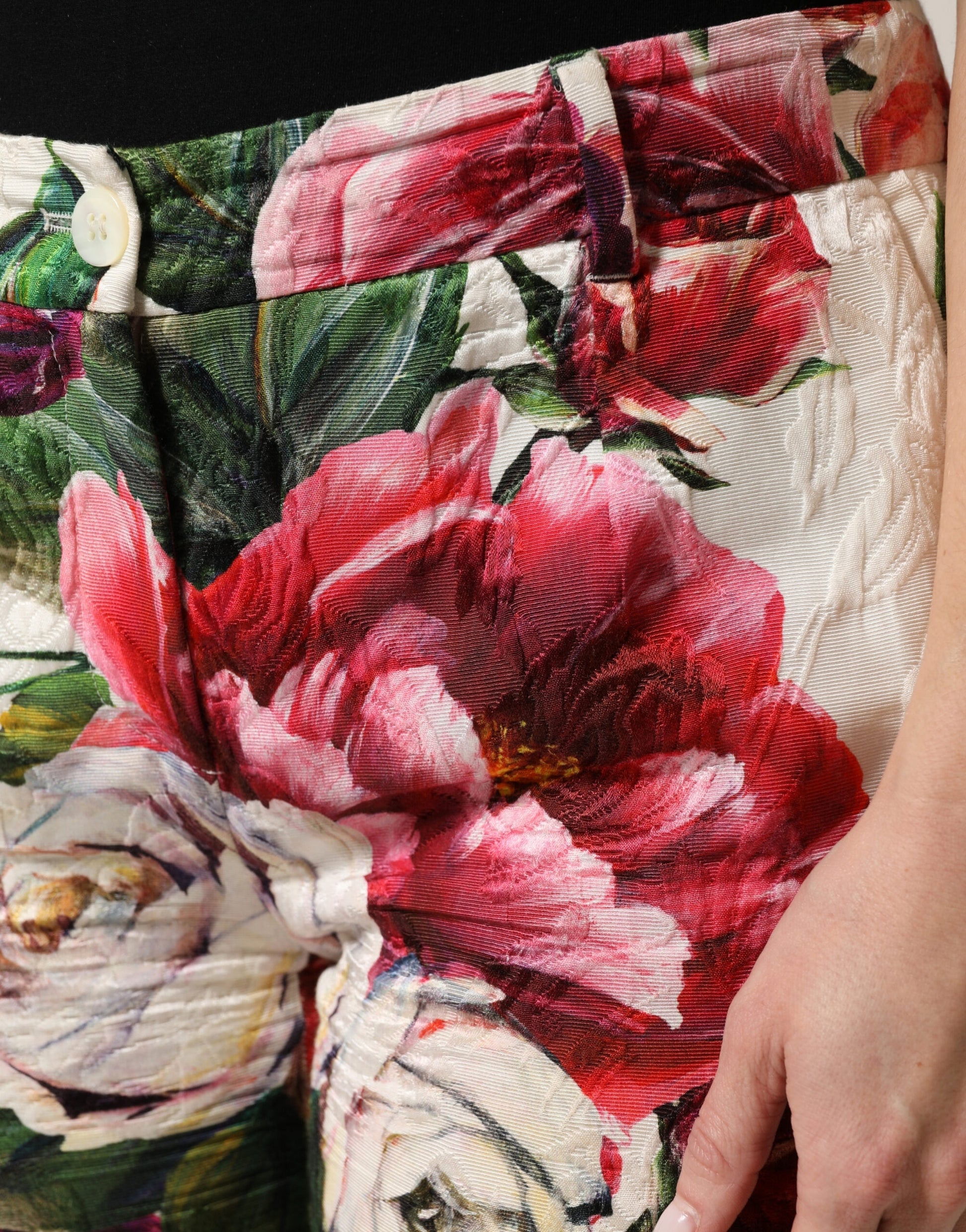 Dolce & Gabbana Multicolor Rose Floral Cropped Trousers