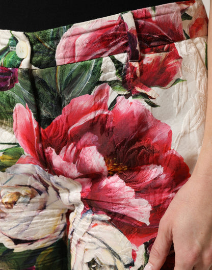 Dolce & Gabbana Multicolor Rose Floral Cropped Trousers