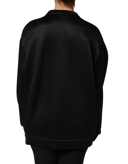 Dolce & Gabbana Black Embellished Logo Crystal Sweatshirt Top