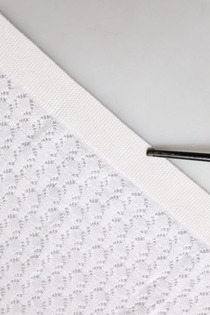 Dolce & Gabbana White Lace Silk Knit Long Sleeves Cardigan Top