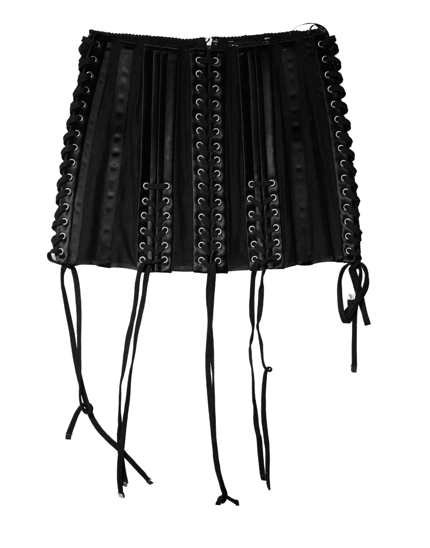 Dolce & Gabbana Black Lace-Up Waist Cincher Bustier Corset Top