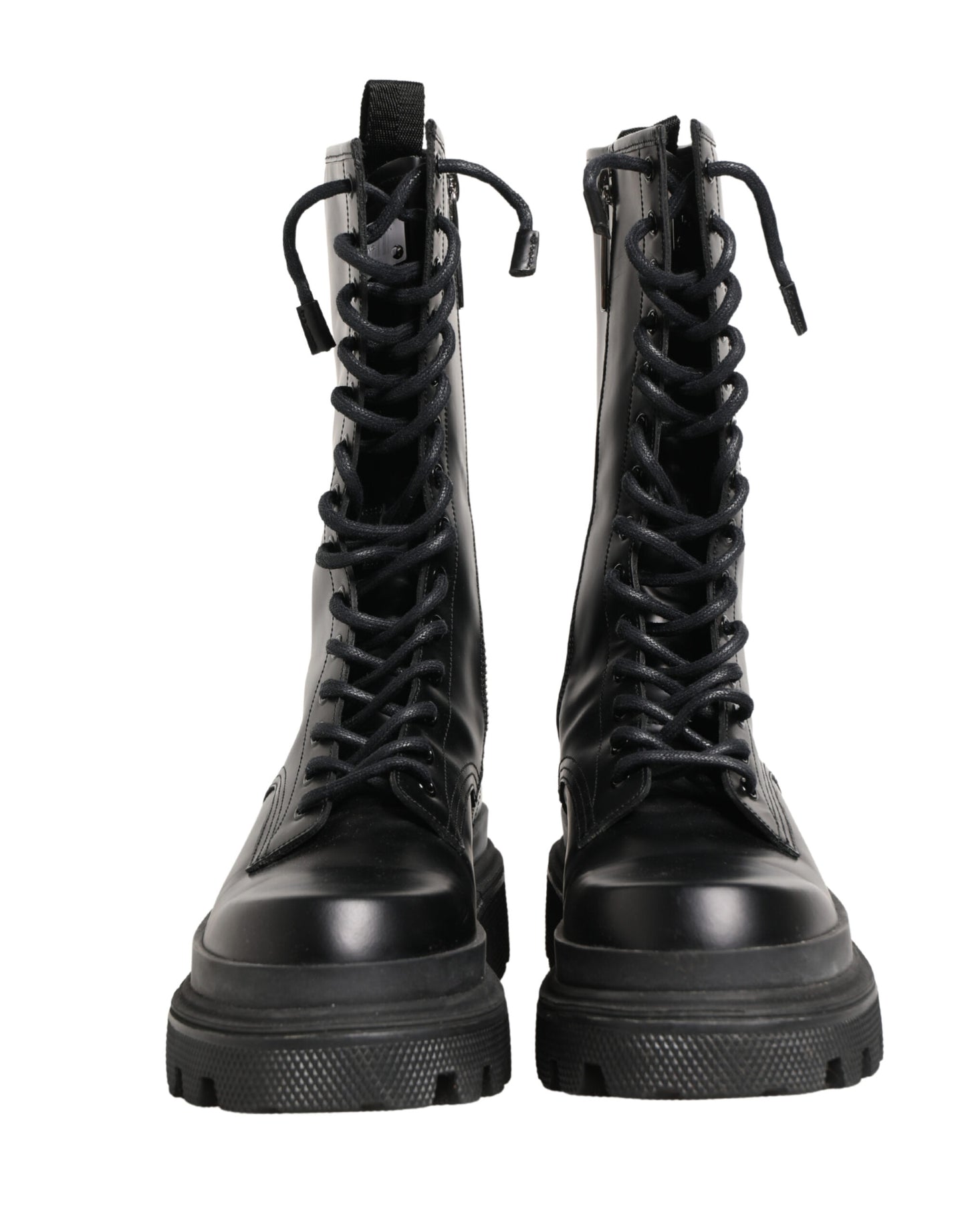 Dolce & Gabbana Black Leather Trek Sole Combat Boots