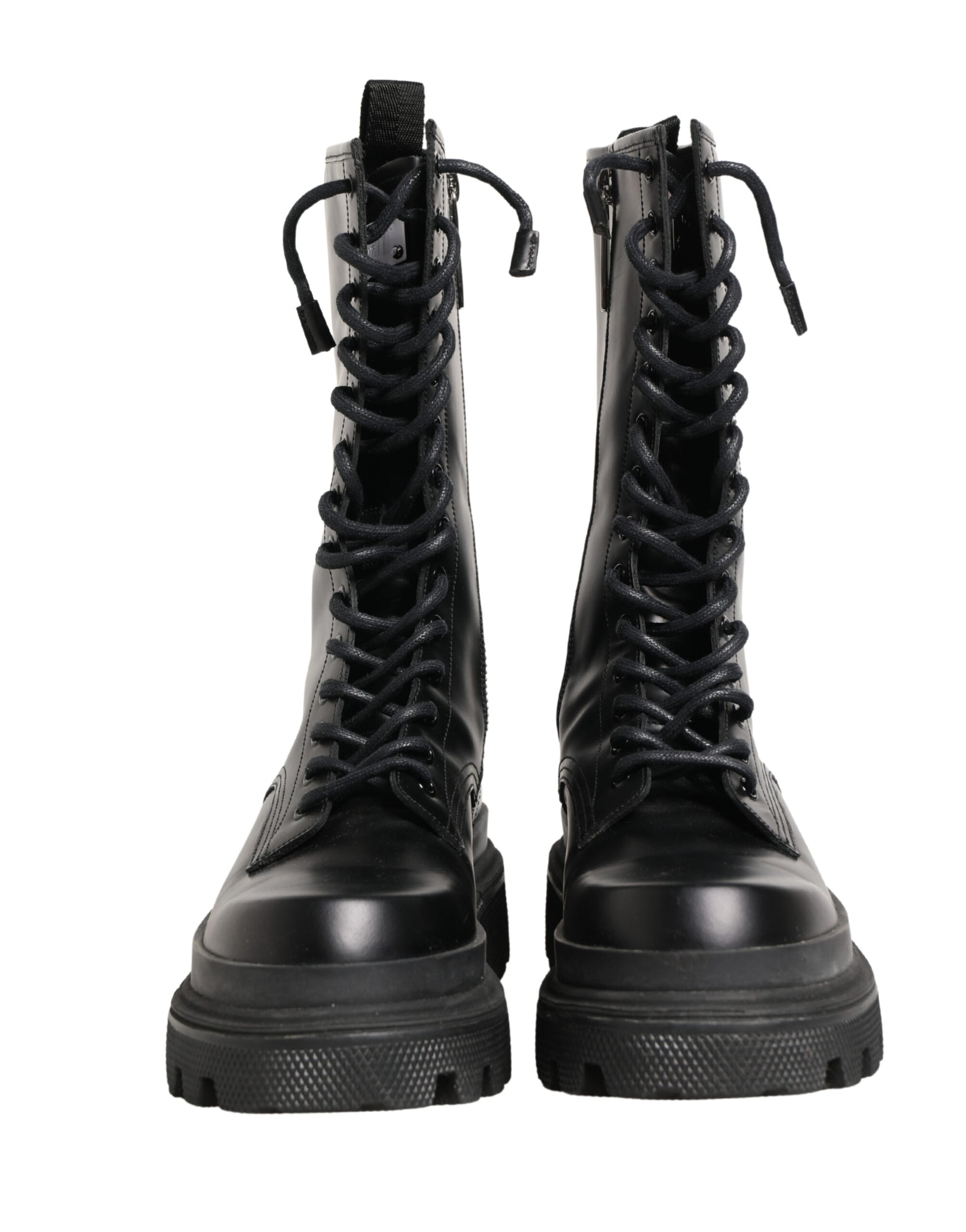 Dolce & Gabbana Black Leather Trek Sole Combat Boots