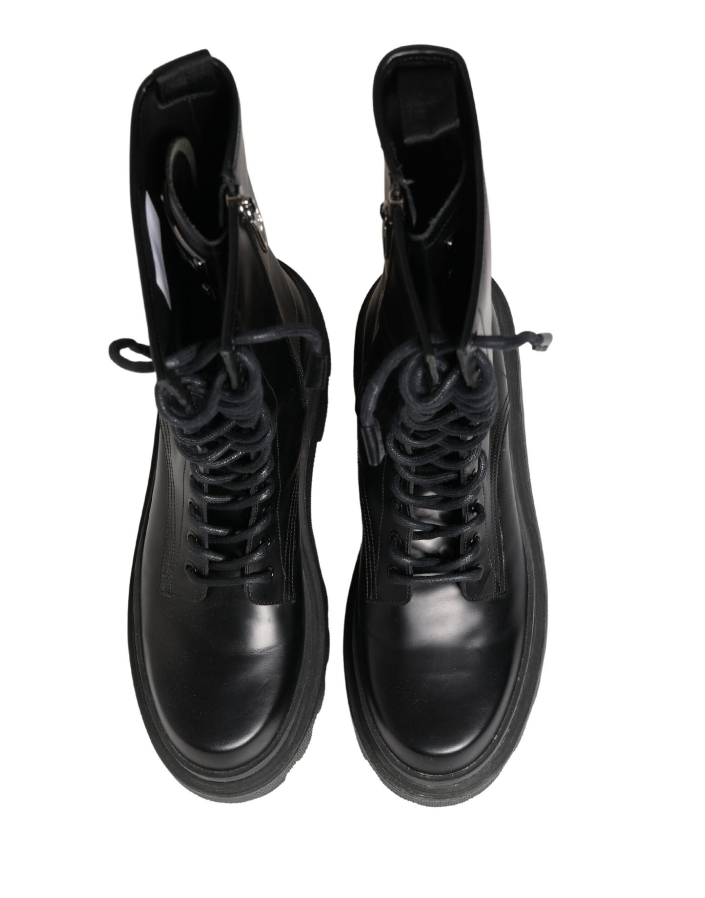 Dolce & Gabbana Black Leather Trek Sole Combat Boots