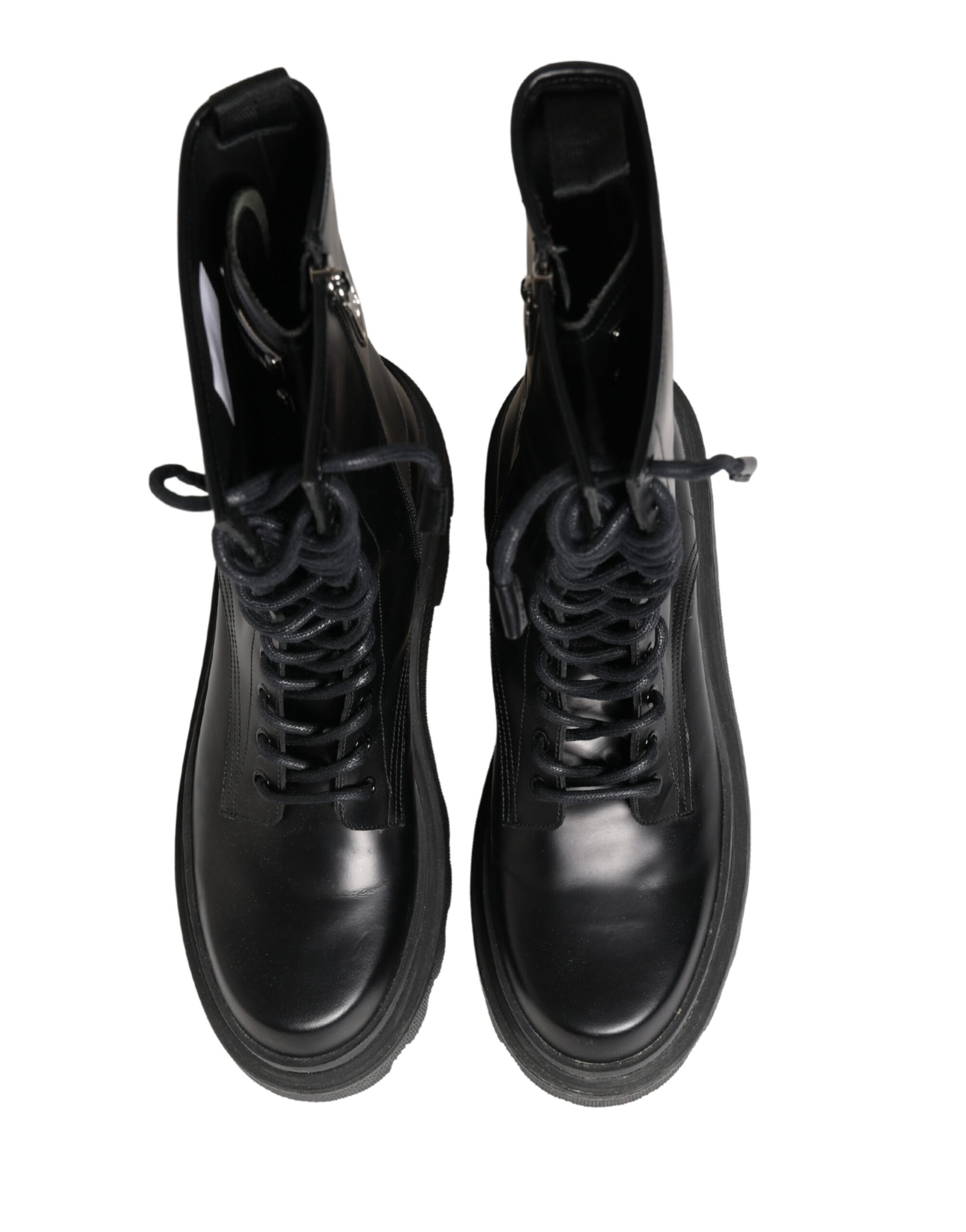 Dolce & Gabbana Black Leather Trek Sole Combat Boots