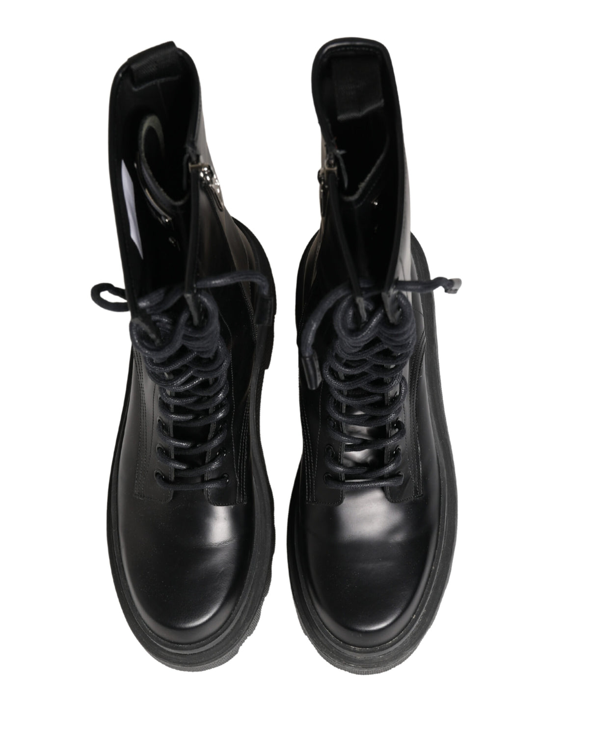 Dolce & Gabbana Black Leather Trek Sole Combat Boots
